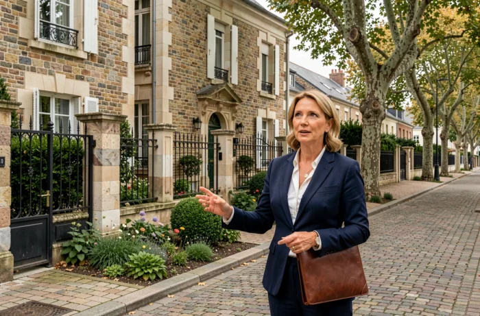 Agente immobilière présentant une maison traditionnelle à Saint-Maur-des-Fossés
