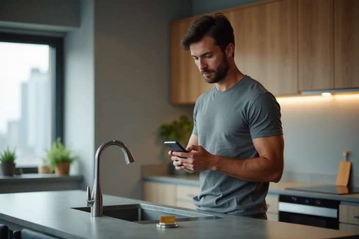 Homme consultant un site de billetterie sécurisé sur smartphone pour acheter des places au festival des Vieilles Charrues